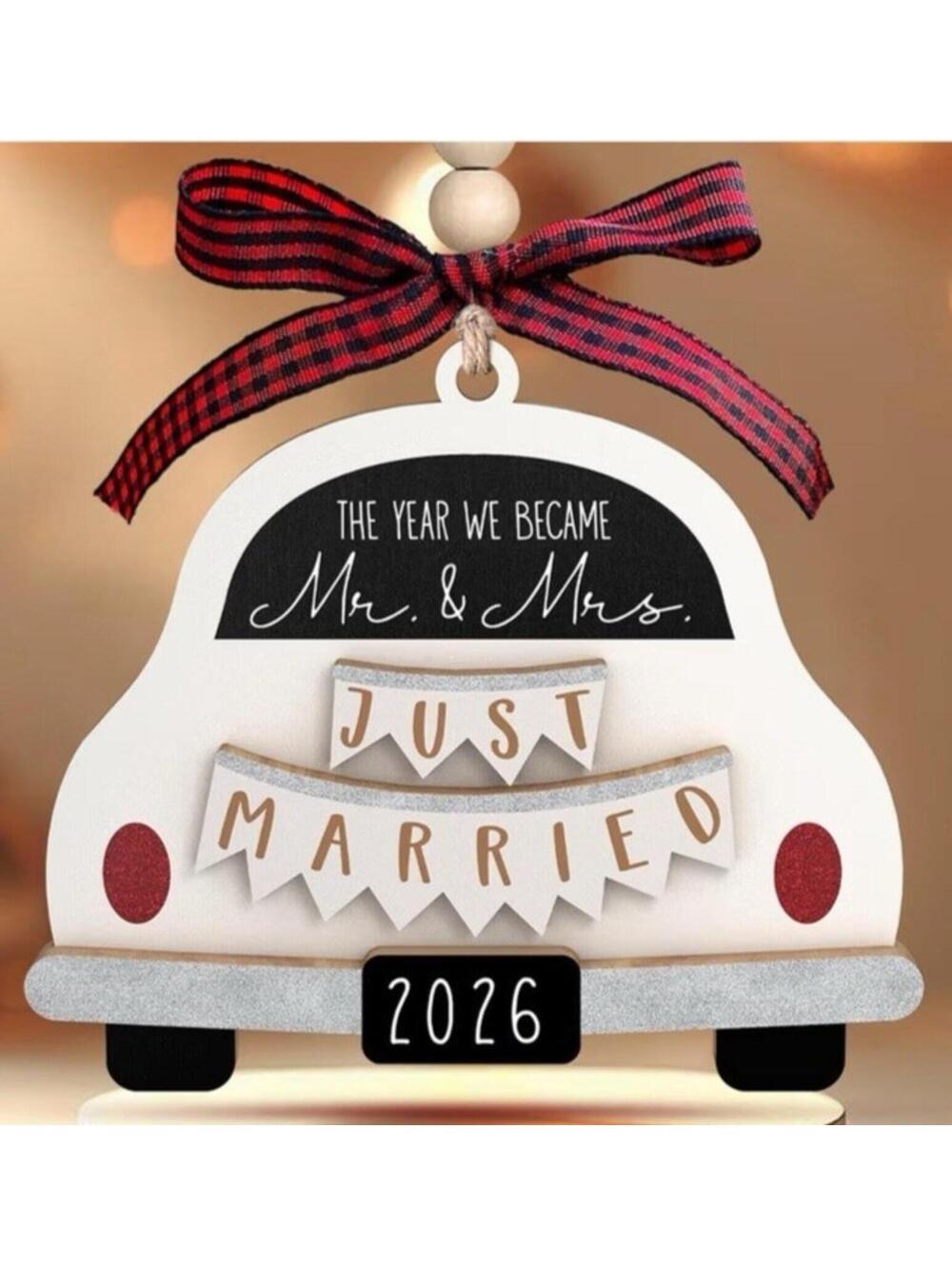 Mr and Mrs Just Married Wedding Ornament 2026 Car Christmas Tree Decoration New